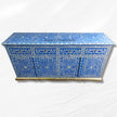 Top view of an Arabic floral bone inlay buffet in blue 2