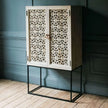 Classic look of the Armin Solid Mango Wood Hand Carved Bar Cabinet 5