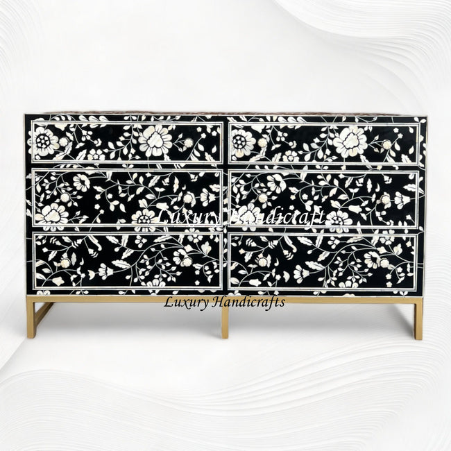 Blooming Flowers Bone Inlay Chest Black 1