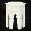 Bone Inlay Floral Design Hexagonal Table White