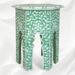 Bone Inlay Floral Design Hexagonal Table Green 1