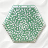 Bone Inlay Floral Design Hexagonal Table Green 3