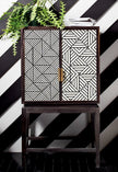 Bone Inlay Geometric Bar Cabinet Black 1