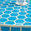 Bone Inlay Round Stool Honeycomb Design Turquoise 4