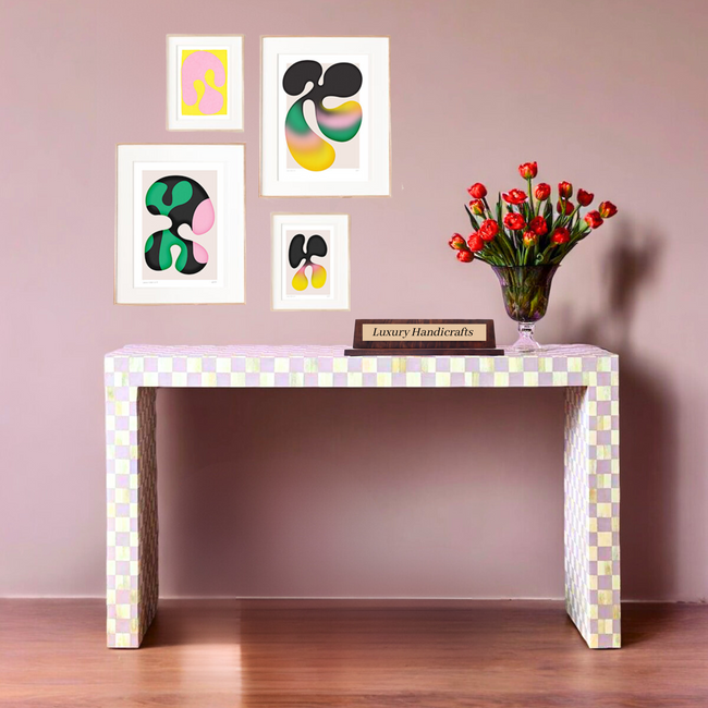 Bone Inlay Checkerboard Console table