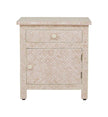 Bone Inlay Geometric Bedside 1 Drawer 1 Door Blush Pink 1