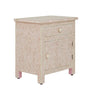 Bone Inlay Geometric Bedside 1 Drawer 1 Door Blush Pink 2