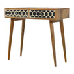 Bone Inlay 2 Drawers Honeycomb Design Console Table in Black 1