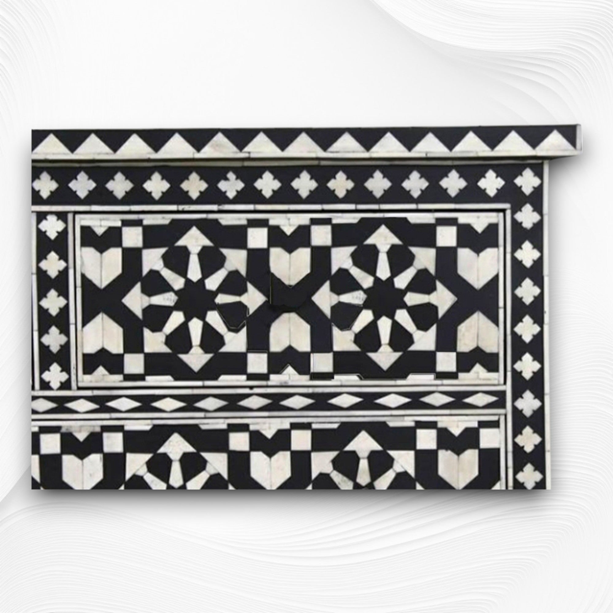 Bone Inlay Moroccan 7 Drawer Chest Black 2