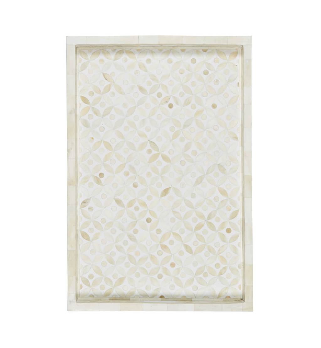 Bone Inlay Tray Geometric Design White 1