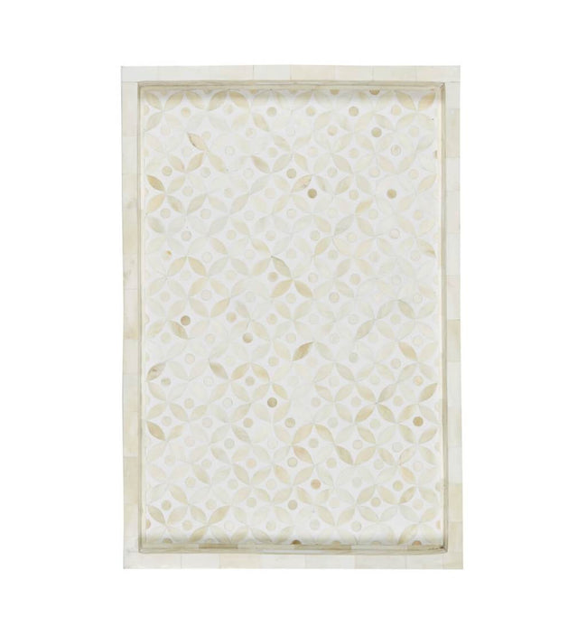 Bone Inlay Tray Geometric Design White 1