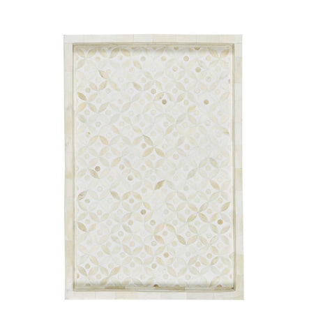 Bone Inlay Tray Geometric Design White 1
