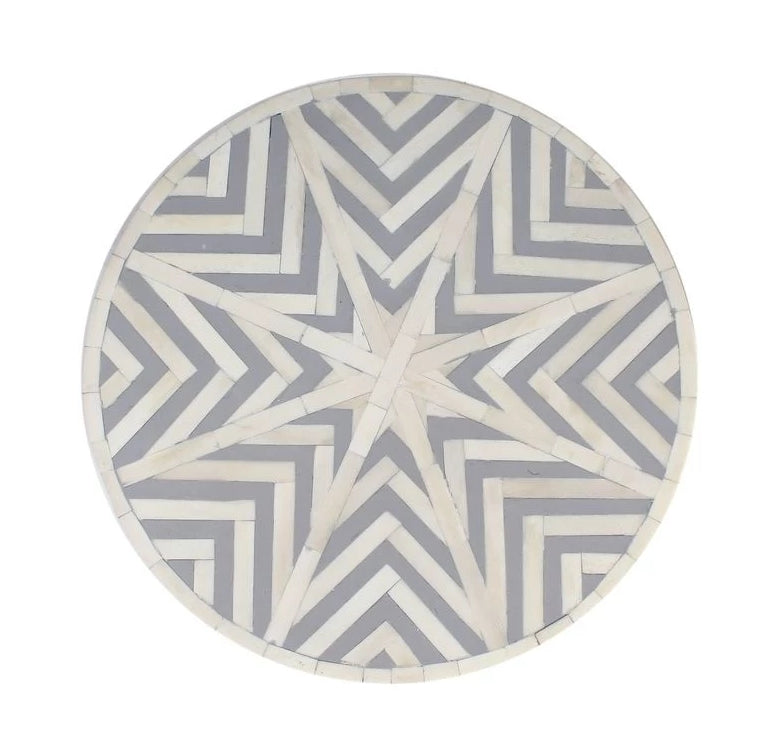 Chevron Bone Inlay Stool Grey 4
