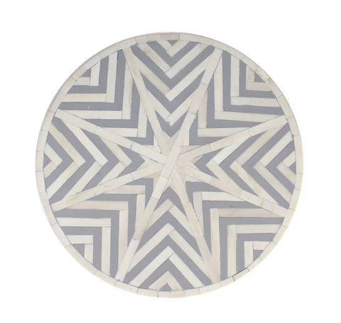 Chevron Bone Inlay Stool Grey 4