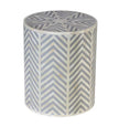 Chevron Bone Inlay Stool Grey 1