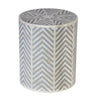 Chevron Bone Inlay Stool Grey 1