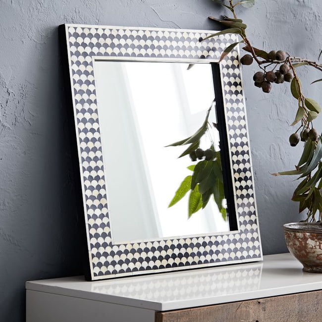 Bone Inlay Square Drop Mirror Black 1