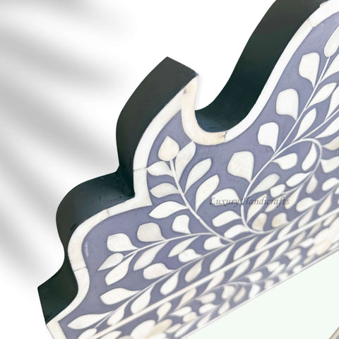 Floral Bone Inlay Crested Mirror Grey 2