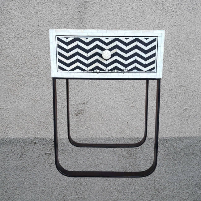 FUSION Chevron Bone Inlay Bedside Black Ready to Ship 1