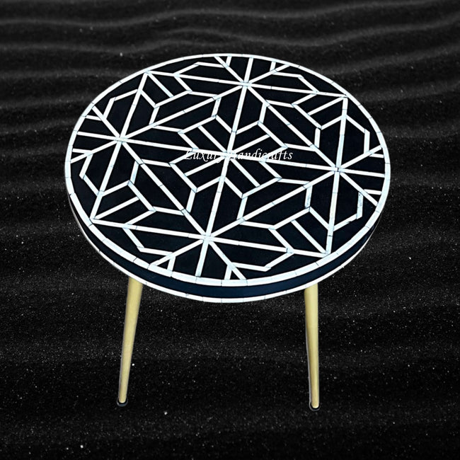 FUSION Geometric Bone Inlay Round Side Table 1