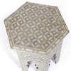 Bone Inlay Geometric Design Hexagonal Table Grey 2