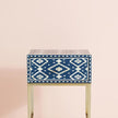 Ikat Bone Inlay Bedside Indigo 2