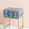 Ikat Bone Inlay Bedside Indigo 1