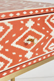 Ikat Bone Inlay Bedside Orange 3