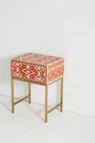 Ikat Bone Inlay Bedside Orange 1