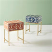 Ikat Bone Inlay Bedside Indigo 5