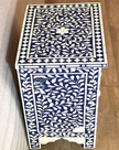 Bone Inlay Floral Design 3 Drawers Bedside Table Blue | Bone Inlay Floral Design 3 Drawers Night Stand Table Blue