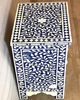 Bone Inlay Floral Design 3 Drawers Bedside Table Blue | Bone Inlay Floral Design 3 Drawers Night Stand Table Blue