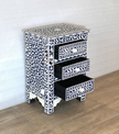 Bone Inlay Floral Design 3 Drawers Bedside Table Blue | Bone Inlay Floral Design 3 Drawers Night Stand Table Blue