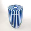 Bone Inlay Stripe Design Drum Side Table Blue