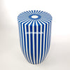 Bone Inlay Stripe Design Drum Side Table Blue