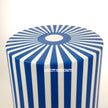 Bone Inlay Stripe Design Drum Side Table Blue