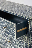 Bone Inlay Scroll Vine Buffet Indigo Blue 6