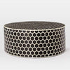 Bone Inlaid Round Coffee Table Honeycomb Black 3