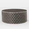 Bone Inlaid Round Coffee Table Honeycomb Black 1