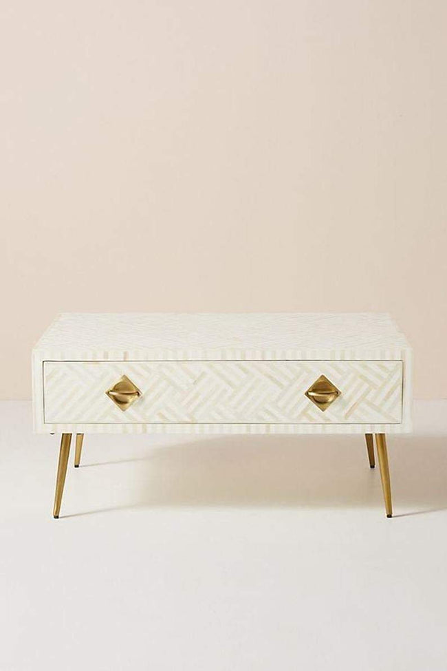 Optical Inlay Coffee Table White 1