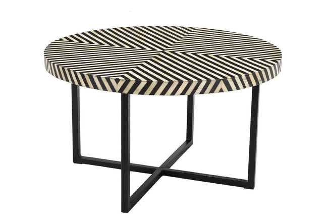 Bone Inlay Coffee Table Diamond Stripe Black 1