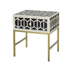 Geometric Bone Inlay Bedside Black 1 Drawer 1