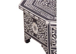 Octagonal Bone Inlay Floral Coffee Table Black With Drawer 2