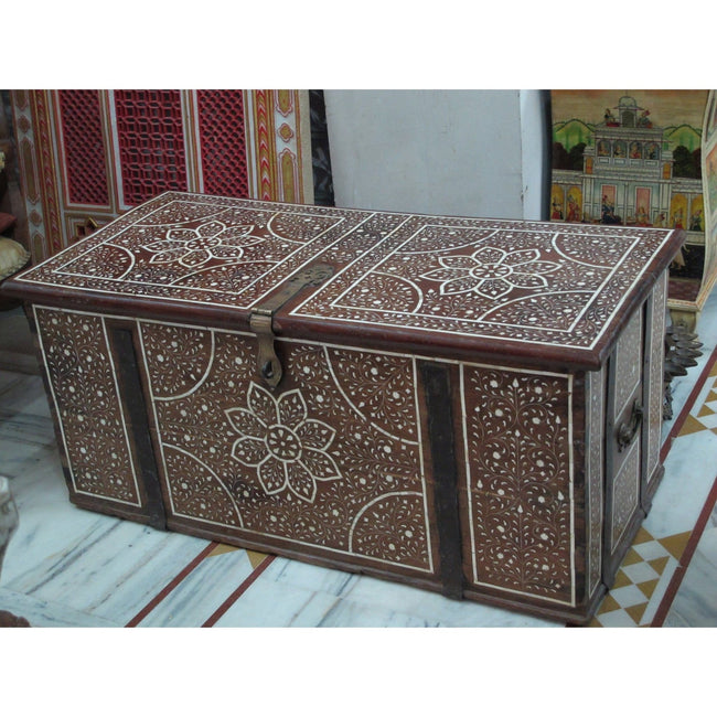 Teakwood Bone Inlaid Coffee Table cum Trunk