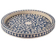 Small Round Bone Inlaid Tray Floral Design Blue 3