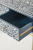 Bone Inlay Scroll vine Design 3 Drawers Console Blue 4