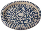 Small Round Bone Inlaid Tray Floral Design Blue 1