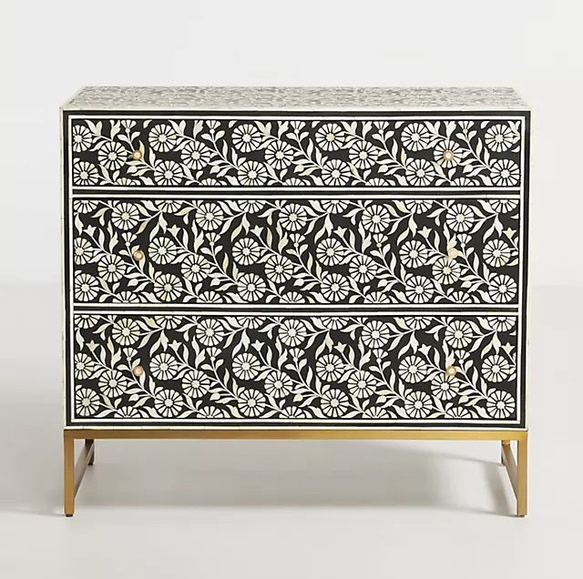 Lalita Inlay Three Drawer Dresser Black 1