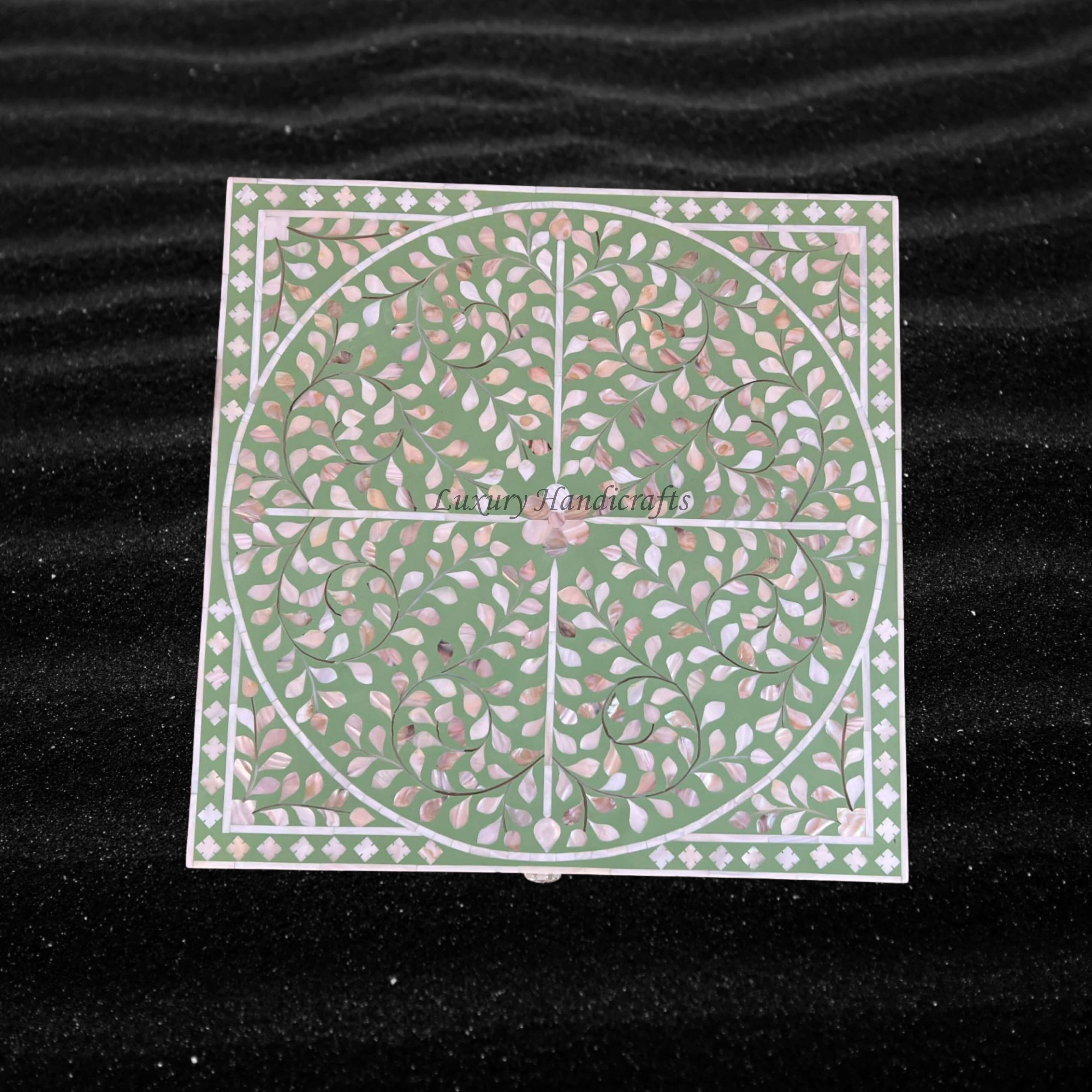 MOP Inlay Scroll Vine Bedside Green 4