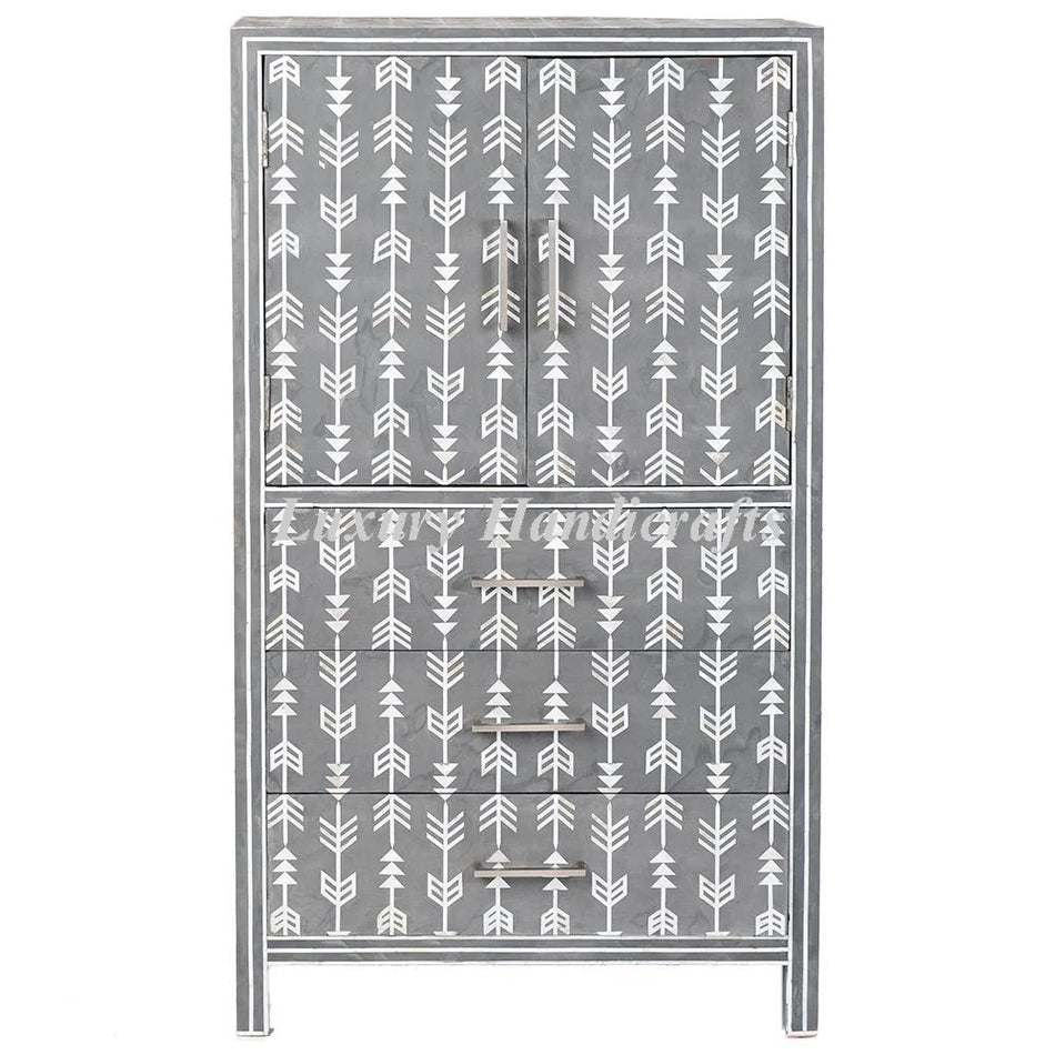 Mother Of Pearl Inlay Arrow Cabinet Grey 1